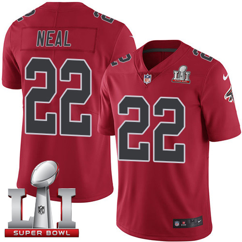 Nike Falcons #22 Keanu Neal Red Super Bowl LI 51 Youth Stitched NFL Limited Rush Jersey